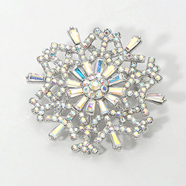 Rhinestone Embellished Snowflake Pin Brooch