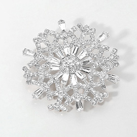 Rhinestone Embellished Snowflake Pin Brooch