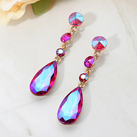Elegant Multi Faceted Crystal Dangle Statement Earrings
