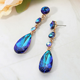 Elegant Multi Faceted Crystal Dangle Statement Earrings