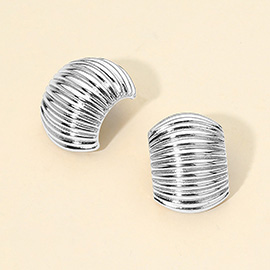 14K Gold Dipped Ribbed Dome Half Hoop Earrnigs