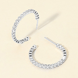 14K Gold Dipped CZ Stone Bezel Around Hoop Earrings
