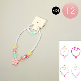 12 SET OF 2 - Kids Flower Beaded Jewelry Set