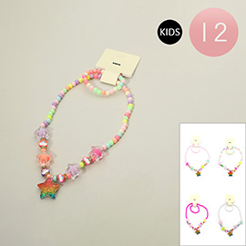 12 SET OF 2 - Kids Star Charm Beaded Jewelry Set