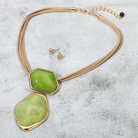 Bold Abstract Double Resin Link Pendant Statement Necklace