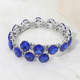 Square Stone Cluster Link Adjustable Evening Bracelet