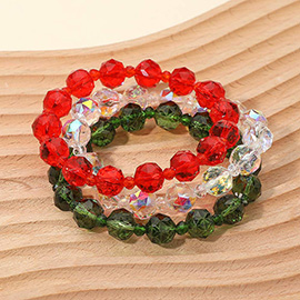 3PCS - Faceted Beaded Stretch Multi Layered Bracelets