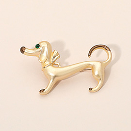 Gold Dipped Enamel Dachshund Dog Pin Brooch