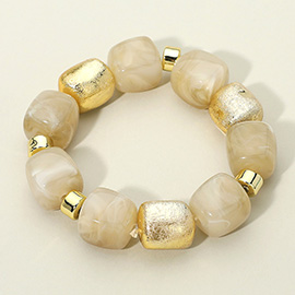 Chunky Marble Textured Beaded Stretch Bracelet