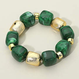 Chunky Marble Textured Beaded Stretch Bracelet