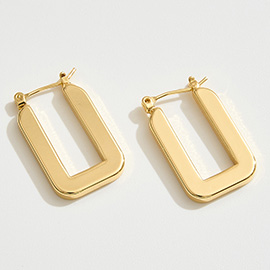 14K Gold Dipped Geometric Square Pin Catch Hoop Earrings