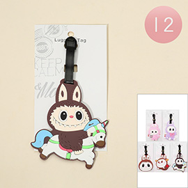 12PCS - Cute Monster Bunny Character Luggage Tags
