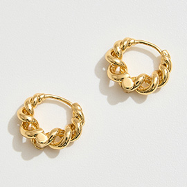 14K Gold Dipped Twisted Huggie Hoop Earrings
