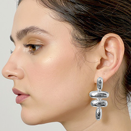 White Gold Dipped Geometric Drop Earrings