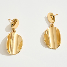 14K Gold Dipped Organic Shape Drop Dangle Earrings