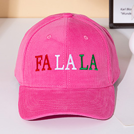 FA LA LA Message Embroidered Five Panel Canvas Snapback Baseball Cap