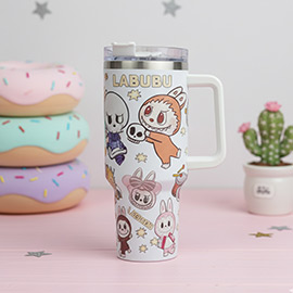 Monster Bunny Character Printed 40oz Stainless Steel Tumbler with Handle