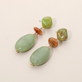 Resin Pebble Link Drop Earrings