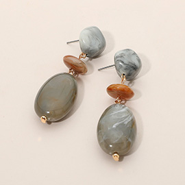 Resin Pebble Link Drop Earrings