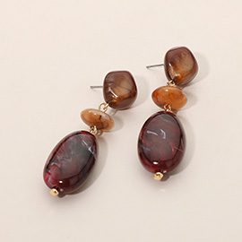 Resin Pebble Link Drop Earrings