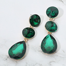 Round Teardrop Stone Cluster Link Drop Evening Earrings