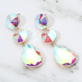 Round Teardrop Stone Cluster Link Drop Evening Earrings