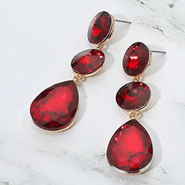 Round Teardrop Stone Cluster Link Drop Evening Earrings