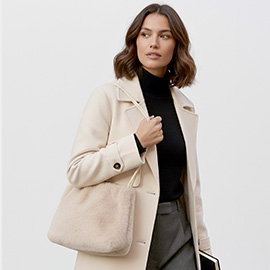 Solid Faux Fur Mini Handbag / Shoulder Bag