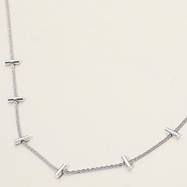 SECRET BOX_Stainless Steel Modern Tube Bar Station Necklace