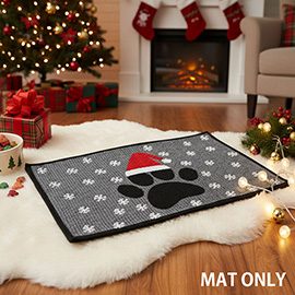 Holiday Paw Print Pet Bowl Mat