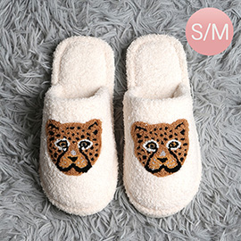 Cozy Leopard Embroidered Indoor Floor Slippers