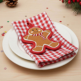 2PCS - Holiday Plaid Kitchen Towel Gingerbreadman Pot Holder Set