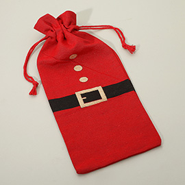 Santa Suit Reusable Drawstring Wine Bag