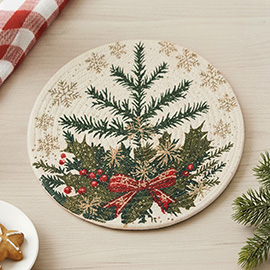 Christmas Tree Printed Round Placemat