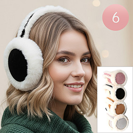 6PCS - Faux Suede Plush Foldable Earmuffs