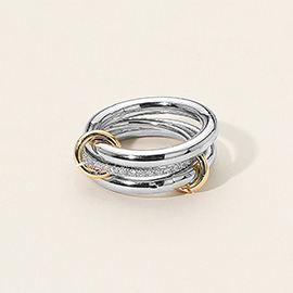 Stone Paved Band Accent Triple Link Band Ring