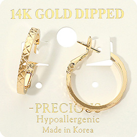 14K Gold Dipped Hypoallergenic Textured Hoop Earrings
