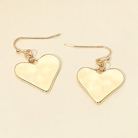 Hammered Metal Heart Dangle Earrings