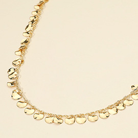 Metal Petal Disc Charm Station Chain Necklace