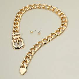 Chunky Belt Buckle Chain Necklace