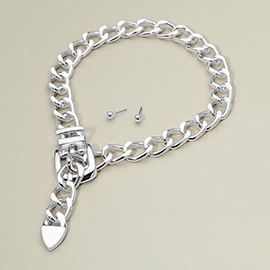 Chunky Belt Buckle Chain Necklace