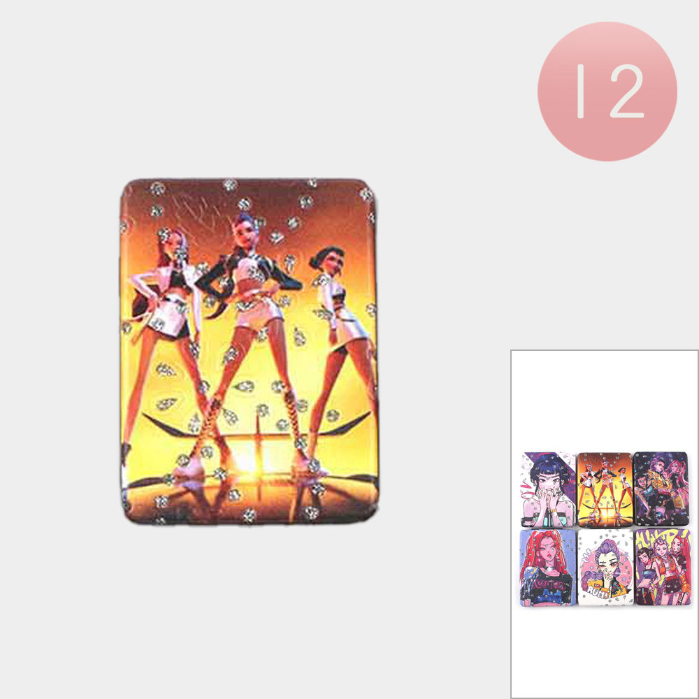 12PCS - Huntrix Anime Theme Printed Cosmetic Mirrors