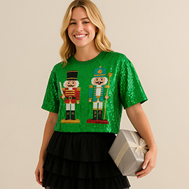 Sequin Nutcracker Holiday Party Shirt