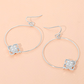 Pearl Floral Accent Hoop Dangle Earrings