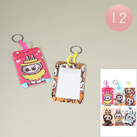 12PCS - Monster Bunny Printed ID Card Holder Keychain Bag Charm