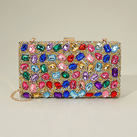 Faceted Stone Embellished Evening Clutch Bag