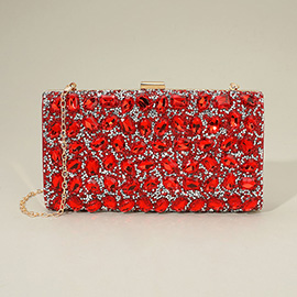Faceted Stone Embellished Evening Clutch Bag