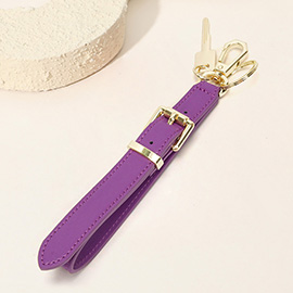 Faux Leather Key Accent Belt Wristlet Keychain Strap Bag Charm