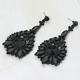 Elegant Marquise Round Stone Cluster Teardrop Evening Earrings