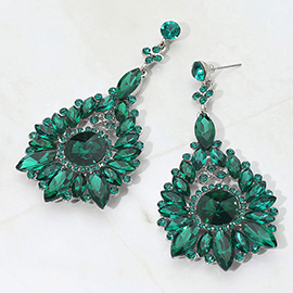 Elegant Marquise Round Stone Cluster Teardrop Evening Earrings
